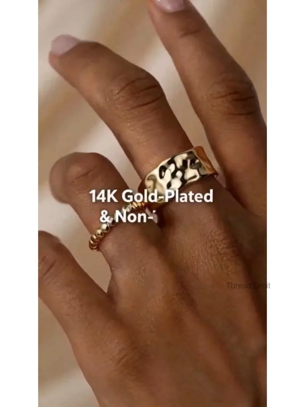 4pcs Chunky Stacking Rings Set - 14K Gold Plated Non Tarnish Stackable Bands
